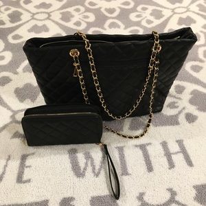 Quilted tote and wallet
